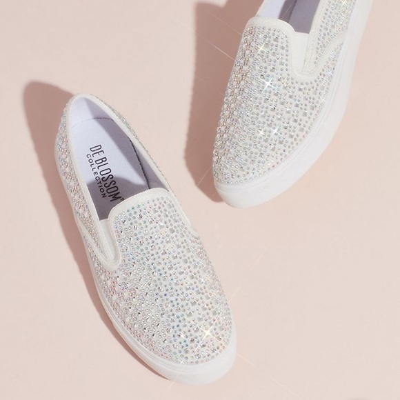 David's Bridal Shoes - Crystal Studded Slip Ons